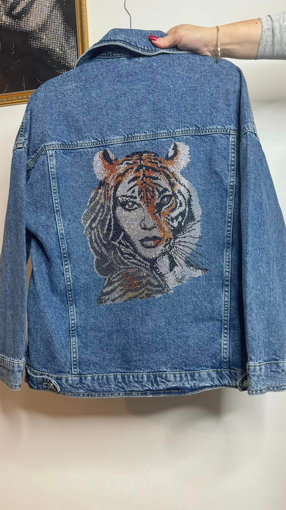 Unique Handmade Tiger Rhinestone Jacket