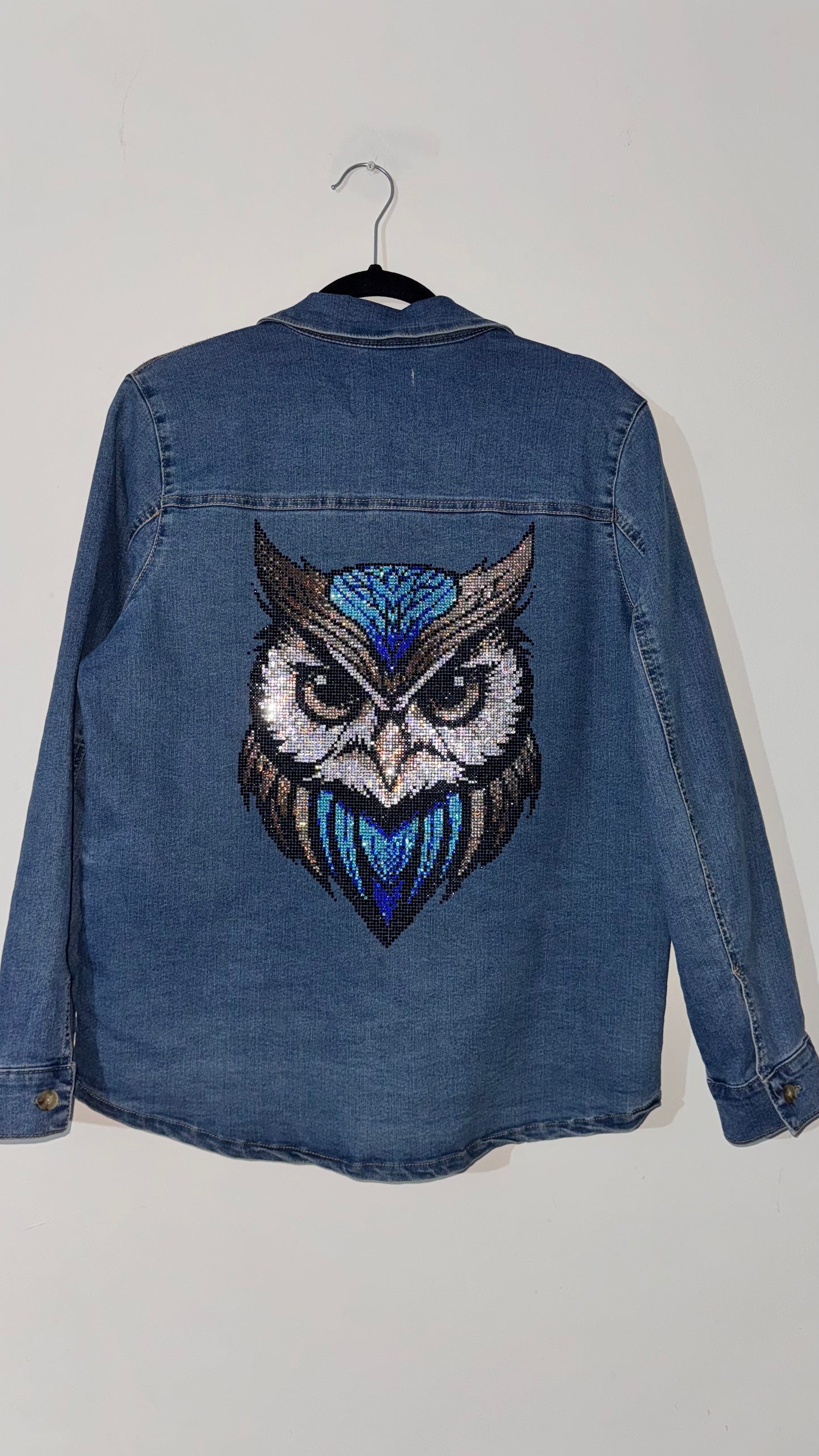Owl Rhinestone Denim Jacket